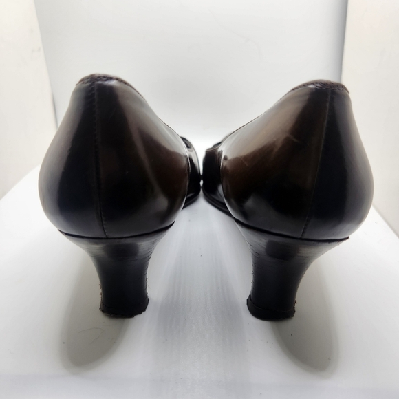 Stuart Weitzman Womens Size 39 Leather Brown Pumps Penny Loafer Career Vintage - Picture 8 of 12